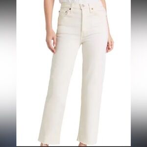 Re/Done High Rise Stove Pipe White Jeans